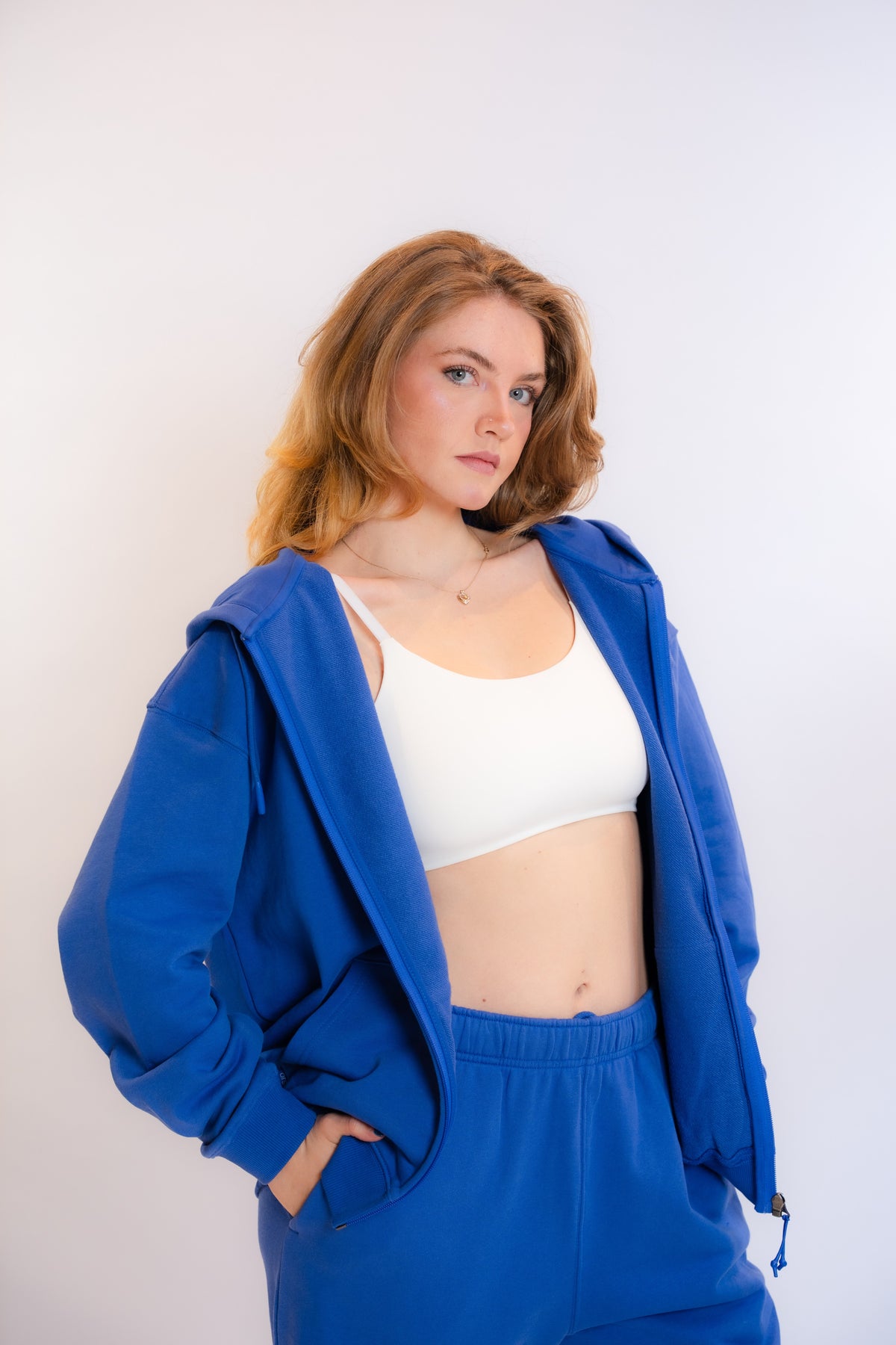 Organic Cotton Classic Fit Zip Up - Pacific Blue