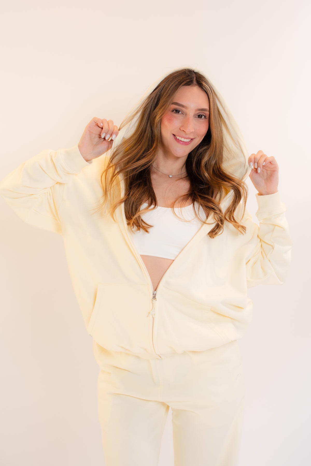 Organic Cotton Classic Fit Zip Up - Vanilla Bean